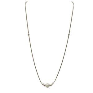 Sterling Silver Beaded Necklace With Textured Center Ball Smooth Accents Vintage
